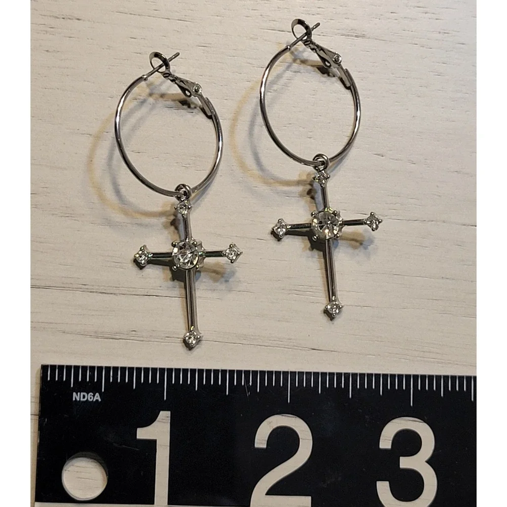 Women's Sterling Silver Cross Rhinestone Earrings Gifts For Her Mother's Day
